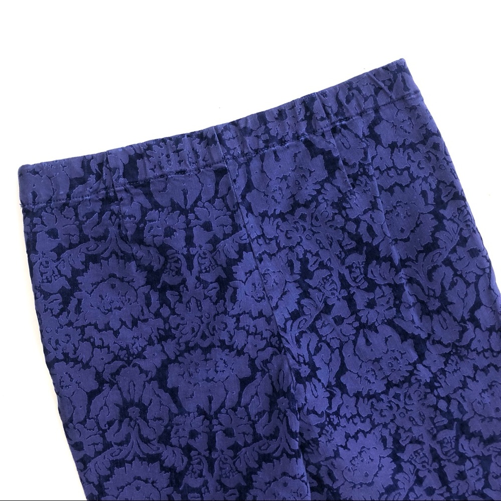 Anthropologie Essential Skinny cobalt blue purple brocade damask pants 10 ankle - Picture 10 of 13